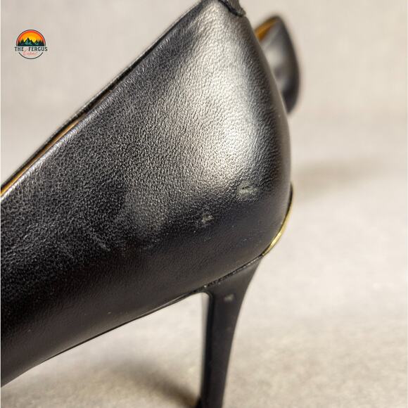 Calvin Klein KAMARA Pump Stiletto Heels Black Leather Corpcore Women's Size 8.5 - Picture 10 of 13